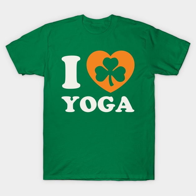 St Patricks Day Yoga Irish Yoga Teacher Shamrock Heart T-Shirt by PodDesignShop